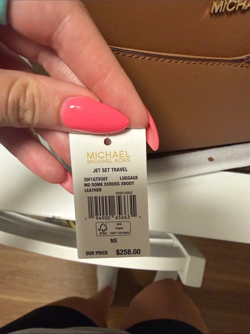 Michael Kors Caramel Brown Crossbody Bag with Gold Hardware